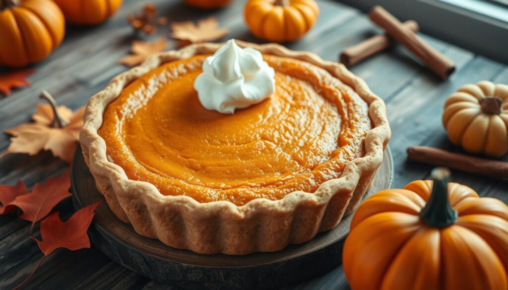 easy pumpkin pie with whipped cream on top